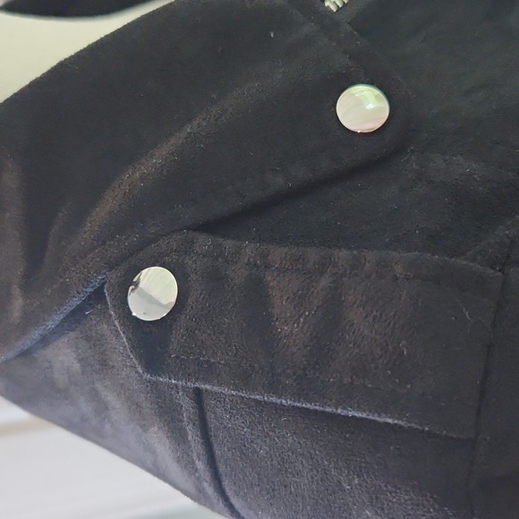 COPY Lulus Ride With Me Black Vegan Suede‎ Moto Jacket Size Small - Picture 11 of 13